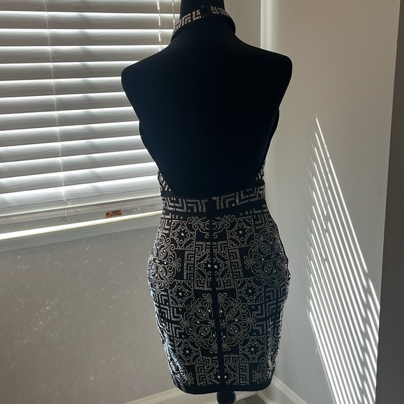 Akira Rhinestone low plunge halter dress. - Picture 6 of 9